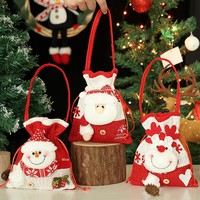 Nouveaux sacs cadeaux de Noël, sacs à bonbons, sacs à pommes, pochettes cadeaux, décorations de Noël thème Père Noël, style jute, semi-artisanaux