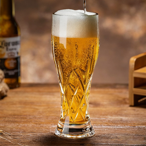 Verres à bière demi-pinte en cristal côtelé, soufflés à la main, écologiques, réutilisables, avec logo personnalisé, style sommelier, verre diamant vintage - Product Image 3