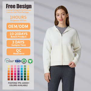OEM ODM Custom Women <b>Cardigan</b> <b>Sweater</b> Custom Logo Acrylic Zip up Knitwear Knit <b>Sweater</b> Hoodie - Product Image 2