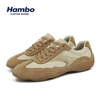Baskets vintage en daim patchwork à lacets, style décontracté, semelle extérieure en caoutchouc souple, chaussures de marche quotidiennes, chaussures décontractées personnalisées