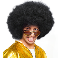 Grande perruque Afro Kinky Curly Disco Hippie Fluffy Black pour hommes et femmes