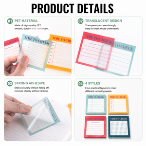 Blocs-notes adhésifs transparents en PET, autocollants, amovibles, écriture fluide, pour la planification quotidienne au bureau et à l'école - Product Image 2