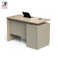 Bureau d'ordinateur exécutif moderne haut de gamme pour PDG, réception ou petit bureau à domicile, construction en bois durable en forme de I, olivier + gris kaki