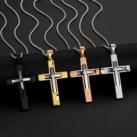 Pendentifs en acier inoxydable 316 PVD avec verset biblique de la Prière du Seigneur et croix religieuse, bijoux de mode raffinés, colliers pour hommes, meilleure tendance