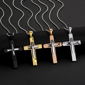 Collar con Colgante <span class=keywords><strong>de</strong></span> Acero Inoxidable 316 con Versículo Bíblico del Padre Nuestro, Cruz Religiosa, Joyería Fina <span class=keywords><strong>de</strong></span> Moda para Hombre - Product Image 1