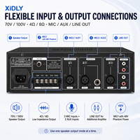 Amplificateur de sonorisation PA 60W 70V 100V 4-8 Ohm Bluetooth USB MP3 FM 3 entrées micro XLR 48V Phantom pour sonorisation publique, musique d'ambiance, écoles et églises