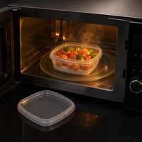 Conteneur alimentaire en gros compatible micro-ondes 500 ml, boîte repas en PP avec couvercle, compatible congélateur, jetable, pour plats à emporter, approvisionnement en vrac