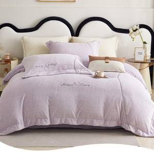 ชุดเครื่องนอนผ้าฟลีซนมดูโอซิเมียนคัง 4 ชิ้น สำหรับฤดูใบไม้ร่วง สไตล์เรียบง่าย ทนทาน ใช้ในบ้าน ผ้าปูที่นอนและปลอกผ้านวม - Product Image 4