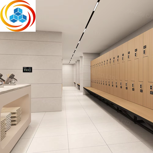 Casiers de vestiaire Cartmay avec serrures électroniques pour salle de sport, finition grain de bois, pour sacs de voyage - Product Image 3