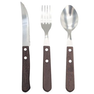 มีดสแตนเลสพร้อมด้ามจับลายไม้ ขอบหยัก สำหรับหั่นสเต็กและหมูทอด - Product Image 2