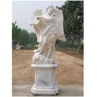 Grandes sculptures extérieures en marbre blanc, statue de fille sexuelle nue de jardin, statue de fille d'anime, statue de fille sexuelle nue érotique