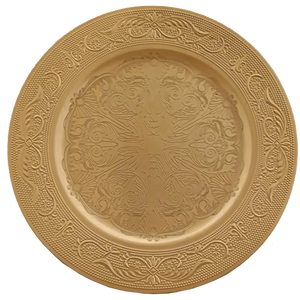 Decoración <span class=keywords><strong>de</strong></span> mesa redonda <span class=keywords><strong>de</strong></span> 13 pulgadas, plato <span class=keywords><strong>de</strong></span> cena con cargador, <span class=keywords><strong>de</strong></span> plástico, para boda, oro y plata, venta al por mayor - Product Image 4