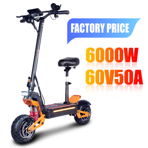 X5 Trottinette électrique tout-terrain de haute qualité avec cadre en alliage d'aluminium 6063, deux moteurs 52V 5000W, pneus de 11 pouces - Product Image 2