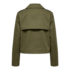 Manteau <span class=keywords><strong>trench</strong></span> <span class=keywords><strong>court</strong></span> décontracté haut de gamme pour femme, coupe ample, coupe-vent en sergé de coton, grand revers, style streetwear, <span class=keywords><strong>taille</strong></span> 5X - Product Image 2