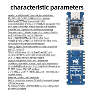 Mini Placa de Desarrollo RP2350-USB-C - Conectores Duales Tipo-C Macho/Hembra - Placa de Desarrollo de Microcontrolador de Doble Núcleo - Product Image 5