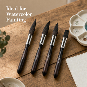 Pinceaux professionnels pour aquarelle Dagger, 4 pièces, plats, en poils d'écureuil naturels, manche en bois, pinceau d'artiste pour la peinture artistique - Product Image 3