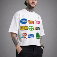 T-shirt personnalisé 100 % coton avec impression DTG, effet délavé à l'acide, coupe ample et épaisse, style vieilli pour homme