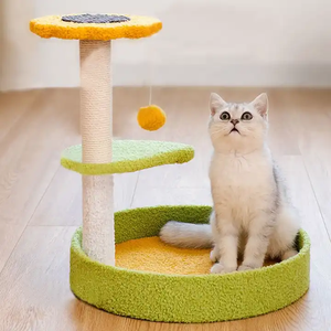 Felice gatto giocattoli interattivi fiore albero gatto all'ingrosso legno gratta e vinci - Product Image 1