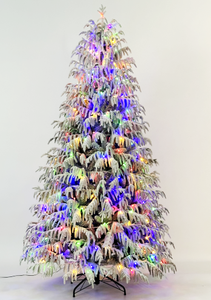Arbre <span class=keywords><strong>de</strong></span> <span class=keywords><strong>Noël</strong></span> autoportant floqué <span class=keywords><strong>pré</strong></span>-éclairé en PE+PVC avec lumières LED multicolores, écologique, fabriqué par Yi Wu Factory - Product Image 2