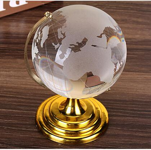 Globe terrestre antique en cristal YearsCrystal avec support en métal argenté/doré, décoration de bureau, objet de collection, 6 cm, logo personnalisé, finition polie - Product Image 4