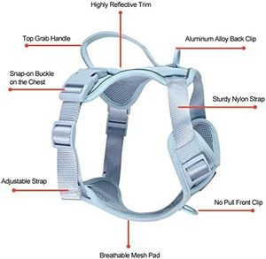 Harnais pour chien respirant et doux, anti-traction, à clip frontal, réglable, rembourré, ensemble de luxe pour bouledogue français - Product Image 2