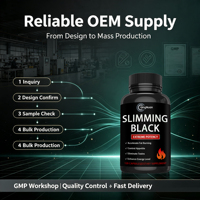 Cápsulas Adelgazantes Negras de Potencia Extrema de Marca Privada, Fábrica OEM, 120 Unidades, Quemador de Grasa y Suplemento Detox