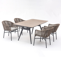 Ensemble de mobilier d'extérieur moderne Ensemble table à manger en corde pour hôtel, patio, balcon, café, terrasse, restaurant