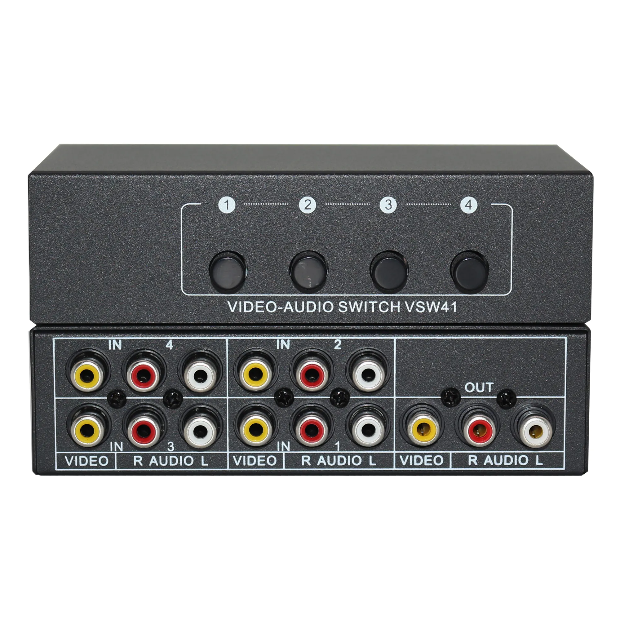 TONLI AV-Schalter 4 Eingang 1 Ausgang Cinch 4x1 Video Audio SELECTOR VSW41