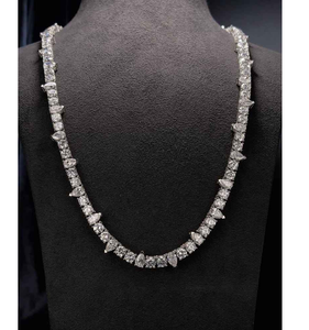 925 <b>Silver</b> Gold Plated Iced Moissanite <b>Tennis</b> <b>Necklace</b> VVS1 Brilliant Cut 16-30 Passes Diamond Tester Hip Hop From India - Product Image 6