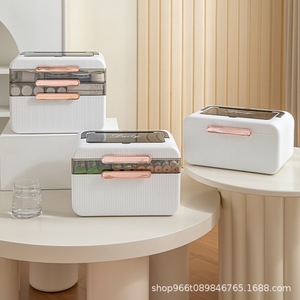 Grande boîte à médicaments pour la maison, boîte de rangement en plastique multi-compartiments, organisateur de pilules d'urgence portable pour usage domestique - Product Image 3