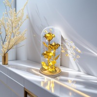 Cadeau idéal pour la Saint-Valentin, rose éternelle avec lumière LED, cadeau romantique pour une petite amie, base en bois, décoration d'intérieur