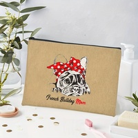 Sac de maquillage personnalisé avec motif de bouledogue français, sac de rangement de voyage pour articles de toilette, pochette cosmétique, cadeau pour enterrement de vie de jeune fille