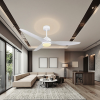 Ventilateur de Plafond LED Moderne en Plastique ABS 22W Lumière Blanc Mat Lustre à Vent Naturel Intérieur Télécommande Electrique Ménage