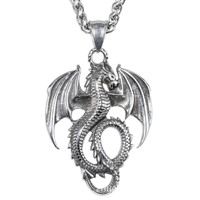 Collier pendentif pour homme en acier inoxydable Yunnique, dragon ailé gravé, style punk, bijoux zodiacaux animaux en relief, fabriqué à Guangzhou