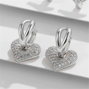 Boucles d'oreilles pendantes en forme de cœur CANNER 5A en zircon, plaquées or 18 carats, en laiton, boucles d'oreilles en forme de cœur tendance, bijoux de luxe, cadeaux pour femmes - Product Image 3