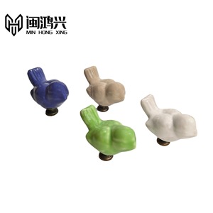 Min Hong Xing Bird <b>Ceramic</b> Handle <b>Drawer</b> Cabinet <b>Knob</b> Rustic Novelty Shape Single Hole Furniture Handle - Product Image 4