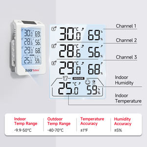 BaldrTherm Solar Fotosensible Termohigrómetro de tres canales Pantalla digital Retroiluminación inteligente Temperatura inalámbrica - Product Image 6
