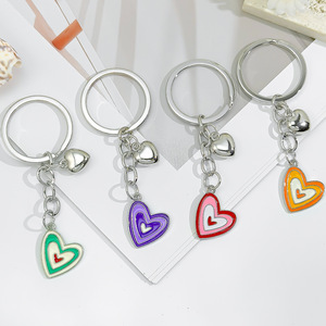 Mengda Accessorio per Gioielli Fai-da-Te per San Valentino, Ciondolo a Forma di Cuore Arcobaleno in Lega con Smalto, Portachiavi, Ornamento, Regalo - Product Image 1