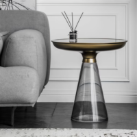 Ensemble de table d'appoint de canapé moderne nordique et table basse-Plateau en verre trempé, cadre en acier inoxydable durable, haut de gamme de luxe léger