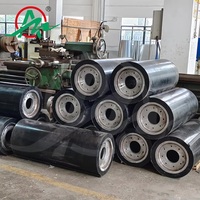 Rouleau de convoyeur industriel robuste à prix d'usine, rouleau en acier au carbone recouvert de PU noir