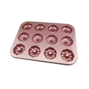 OKAY Non-stick Bakeware Muffin Pan 12 Copos Cupcake Panela De Rosquinha De Aço Carbono Para O Cozimento