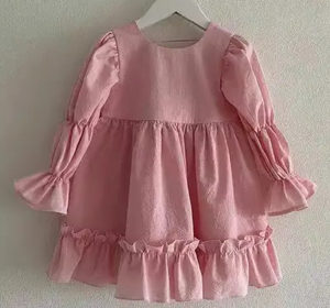 Elegant Baby Pink Short Sleeve Dress With Balloon Sleeves Casual <strong>Mini</strong> <strong>Me</strong> Family Matching Outfits Mother Daughter Girls All Ages - Product Image 2