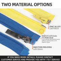 OCO Factory Custom 5 #   Fermeture éclair réversible invisible à ouverture libre, fermeture éclair automatique à verrouillage, fermeture éclair en nylon réversible pour vêtements et accessoires