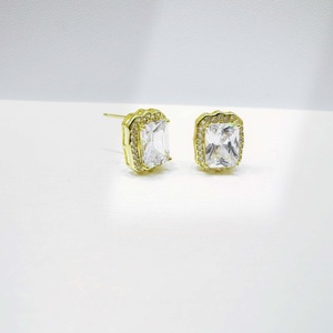 Custom plata 925 sterling silver Oval <b>Crystal</b> Rhinestone <b>earring</b> fashion Classic cubic zirconia 18k Gold Plated <b>Stud</b> <b>Earrings</b> - Product Image 3
