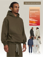 Sweat-shirt à capuche personnalisé pour homme, doublure velours 350G, coupe ample, couleur unie, broderie 3D, coupe-vent et confortable, collection automne/hiver