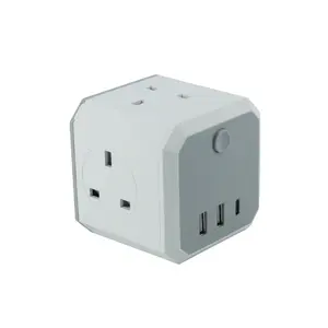 4 way UK power Strip 3 port USB charging fast USB-C converter board plug Cube Extension lead socket