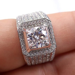 Bague de mariage en or blanc 18 carats style homme <span class=keywords><strong>Provence</strong></span> avec moissanite 3 carats - Product Image 6