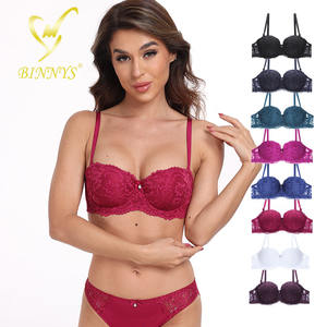 BINNYS iç çamaşırı toptan seksi iç çamaşırı romantik <span class=keywords><strong>Sin</strong></span> Costura Para Mujer B fincan sutyen Con er Con dantel yarım fincan sutyen kadınlar için - Product Image 1