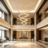 Lustre LED moderne en acier inoxydable pour hôtel, villa, restaurant, décoration intérieure de luxe, grand luminaire suspendu pour longues escaliers
