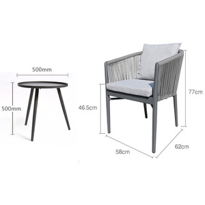 Ensemble <span class=keywords><strong>de</strong></span> table et <span class=keywords><strong>de</strong></span> chaises <span class=keywords><strong>de</strong></span> patio d'hôtel <span class=keywords><strong>de</strong></span> luxe, personnalisable en matière et en taille, en corde tressée, imperméable et résistant au soleil - Product Image 5